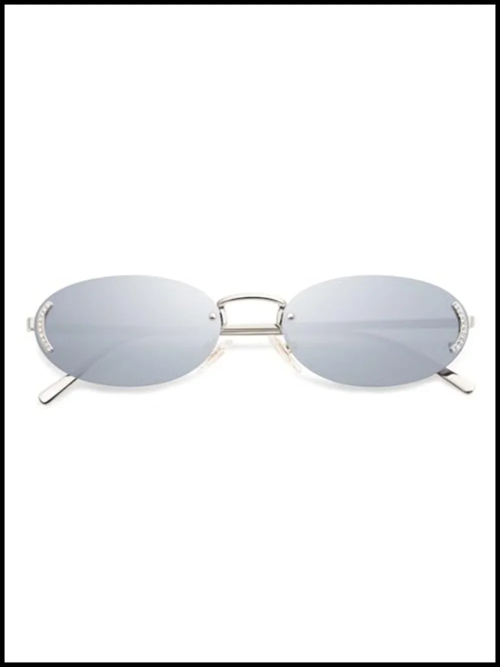 Trendy Oval Rimless Sunglasses with Rhinestones UV400 Protection